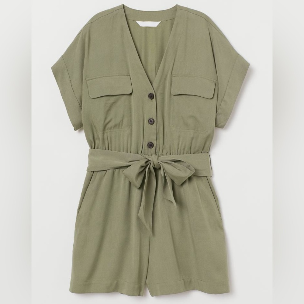 H&M Lycocell-blend Romper - Khaki Green - Size 4 - BNWT
